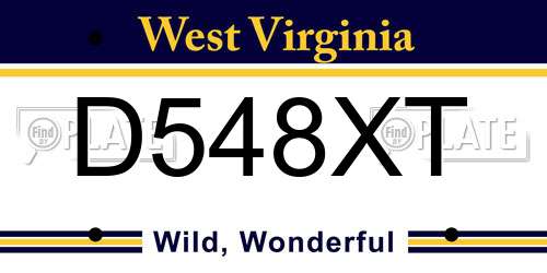 D548XT West Virginia License Plate