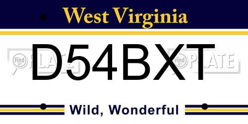 D54BXT West Virginia License Plate