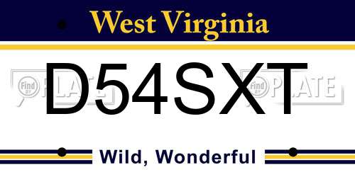 D54SXT West Virginia License Plate
