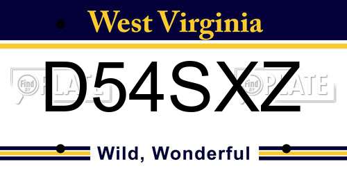 D54SXZ West Virginia License Plate