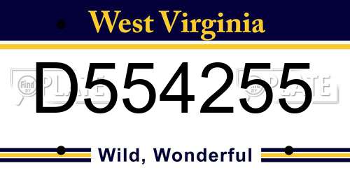 D554255 West Virginia License Plate