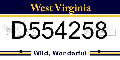 D554258 West Virginia License Plate