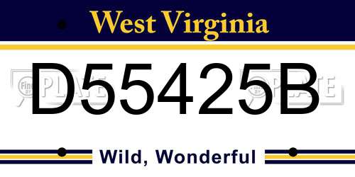 D55425B West Virginia License Plate