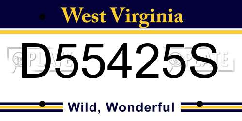 D55425S West Virginia License Plate