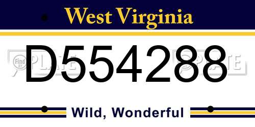 D554288 West Virginia License Plate