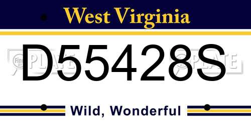 D55428S West Virginia License Plate