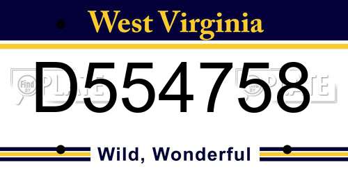 D554758 West Virginia License Plate