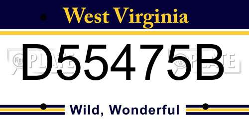 D55475B West Virginia License Plate