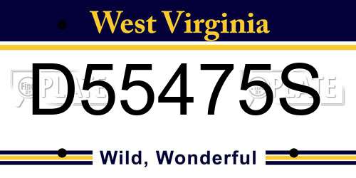 D55475S West Virginia License Plate