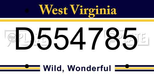 D554785 West Virginia License Plate