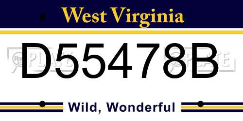 D55478B West Virginia License Plate