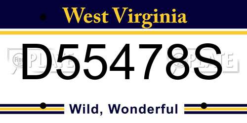 D55478S West Virginia License Plate