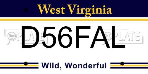 D56FAL West Virginia License Plate