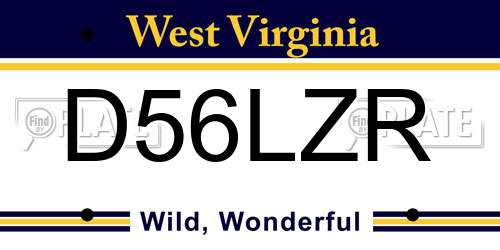 D56LZR West Virginia License Plate
