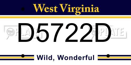D5722D West Virginia License Plate