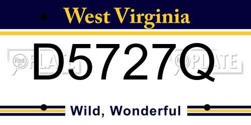 D5727Q West Virginia License Plate