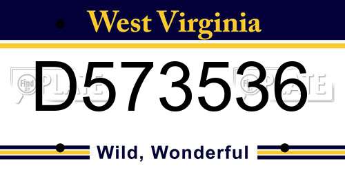 D573536 West Virginia License Plate