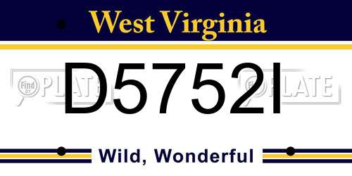 D5752I West Virginia License Plate
