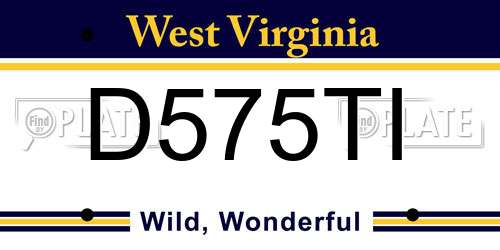D575TI West Virginia License Plate