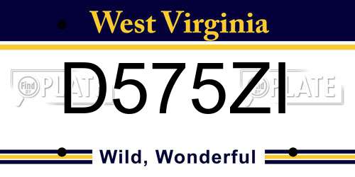 D575ZI West Virginia License Plate
