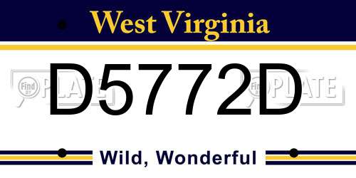 D5772D West Virginia License Plate