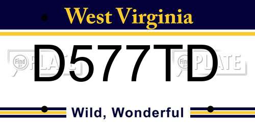 D577TD West Virginia License Plate