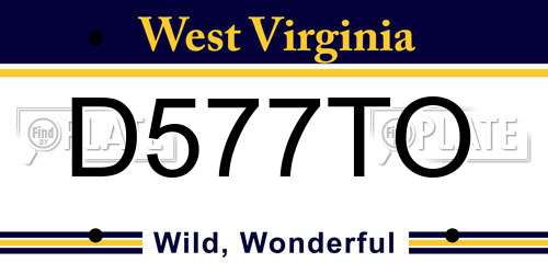D577TO West Virginia License Plate