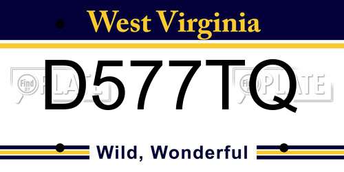 D577TQ West Virginia License Plate