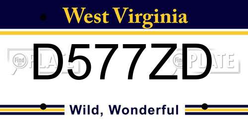 D577ZD West Virginia License Plate
