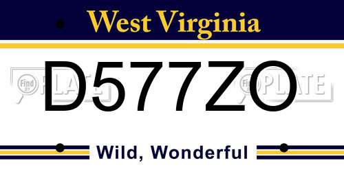 D577ZO West Virginia License Plate