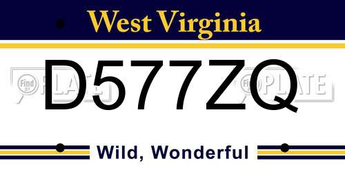 D577ZQ West Virginia License Plate