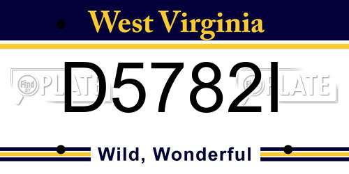D5782I West Virginia License Plate