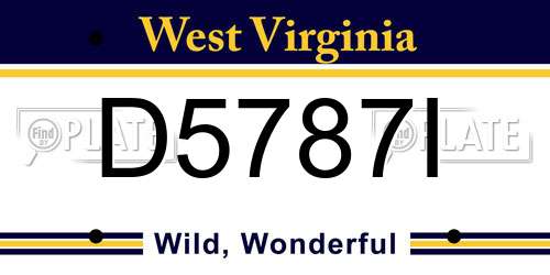 D5787I West Virginia License Plate