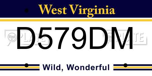 D579DM West Virginia License Plate