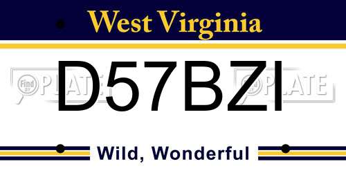 D57BZI West Virginia License Plate