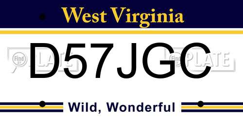 D57JGC West Virginia License Plate