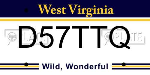 D57TTQ West Virginia License Plate