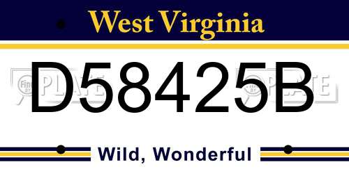 D58425B West Virginia License Plate