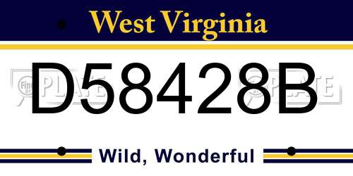 D58428B West Virginia License Plate