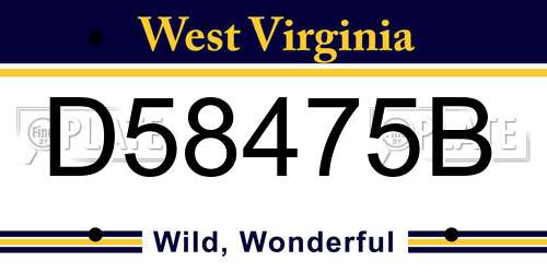 D58475B West Virginia License Plate
