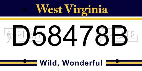 D58478B West Virginia License Plate