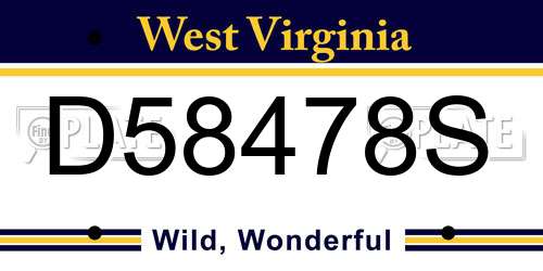 D58478S West Virginia License Plate