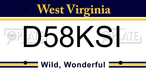 D58KSI West Virginia License Plate