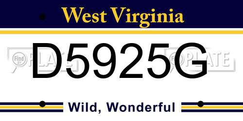 D5925G West Virginia License Plate