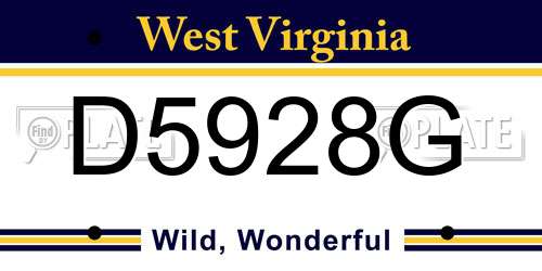 D5928G West Virginia License Plate