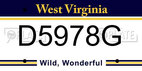 D5978G West Virginia License Plate