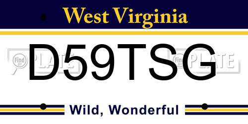 D59TSG West Virginia License Plate