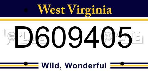D609405 West Virginia License Plate