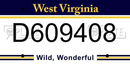 D609408 West Virginia License Plate