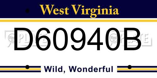 D60940B West Virginia License Plate